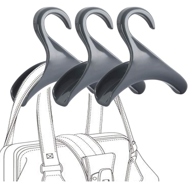 4-pack Väska Hängare Hook Bag Rack Holder - Grå - Handväska Hängare Org