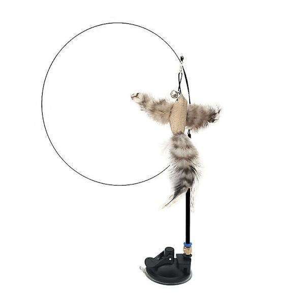 Katt Leksak Fjäderpinne Med Sugkopp Rolig Simulering Fågel Wit