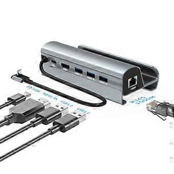Steam Deck Dock Dockningsstation 6 i 1 HUB USB Typ C till -kompatibel 4K 60Hz RJ45