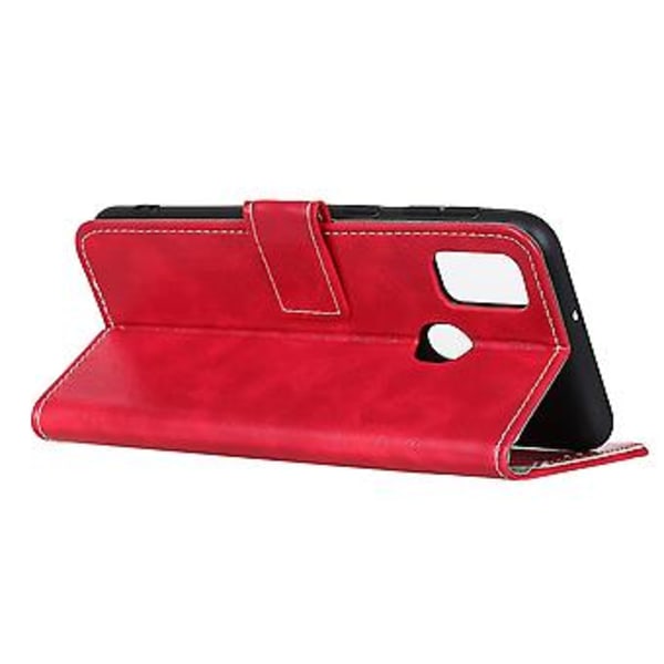 Retro Crazy Horse tekstur vandret flip læderetui med holder og kortpladser til Galaxy A21s og til Galaxy A21s Red