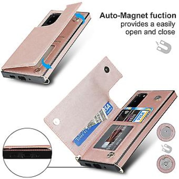 Crossbody TPU+PU Etui til Samsung Galaxy S20 FE Rose Gold