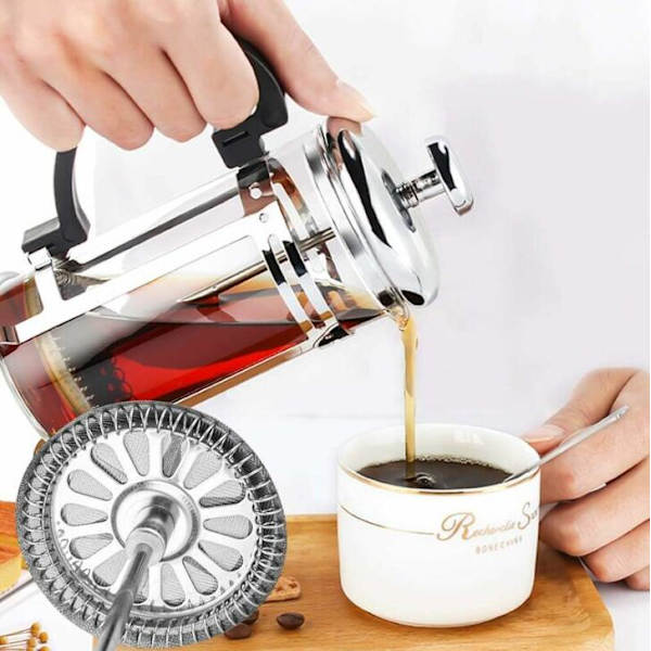 6 Pak Fransk Kaffemaskine Udskiftningsfiltre 4\" Rustfrit Stål