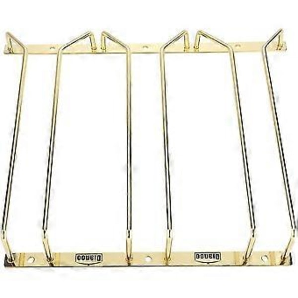 Gullfarget vinglassholder på 27,5 cm for under skap, stativ for vinglass, oppbevaringsstativ for stettglass, 3 rader