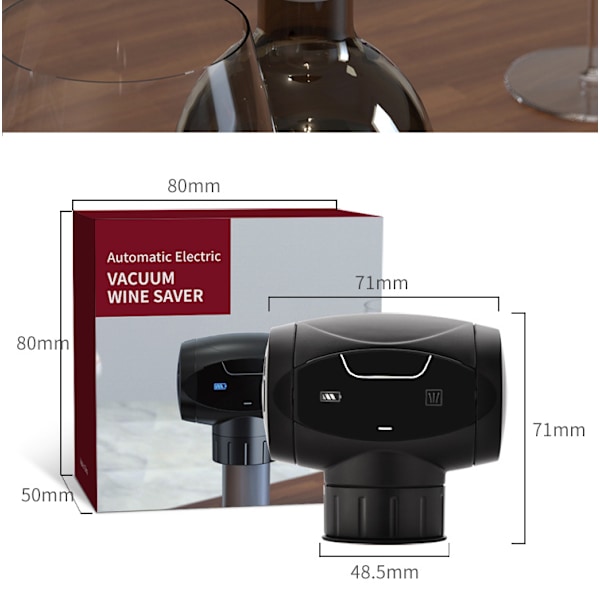 Elektrisk vakuumpump för vin med vinstoppare - Vakuumförseglare för vinflaskor