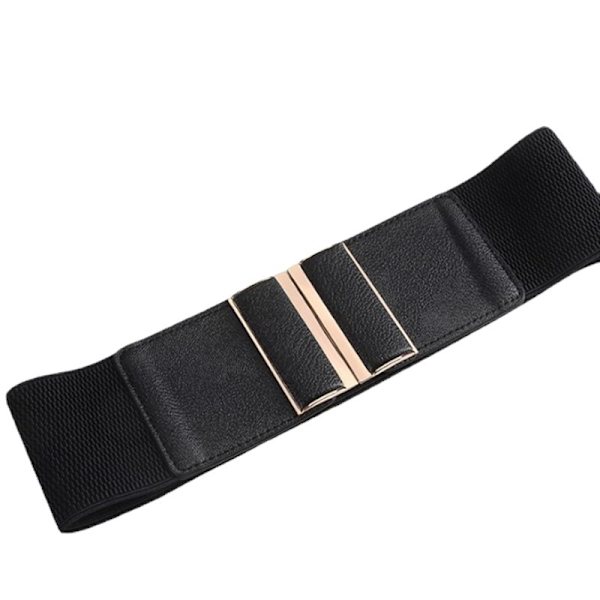 Svart 75cm Elastisk Belte for Kvinner Stretch Belte Elastisk Belte Bred Be