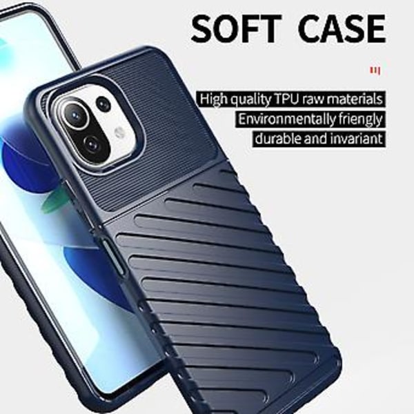 För Xiaomi Mi 11 Lite Litchi Textur PU Fodral För Xiaomi Mi 11 Lite Blue
