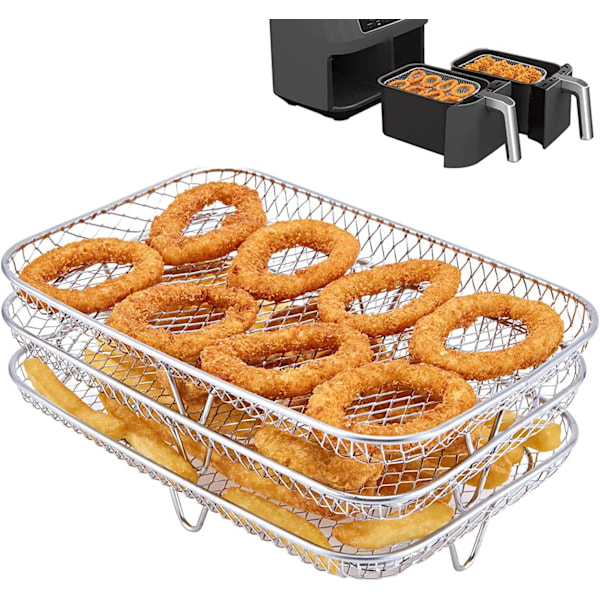 Multifunksjonell trelags stabelbar Air Fryer Rack kompatibel med