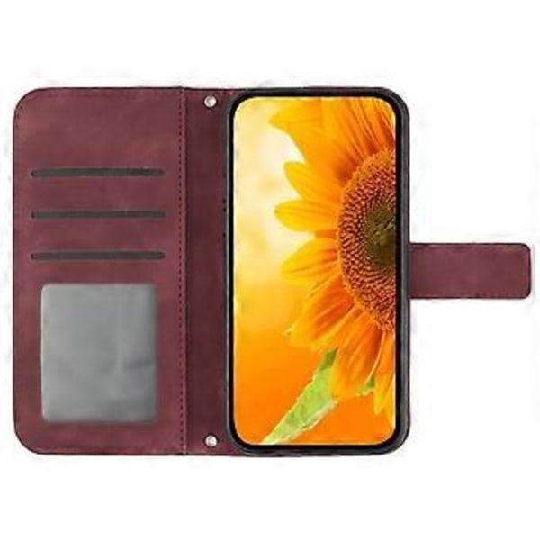 Til Oppo A58 4G Wallet Telefon Cover Solsikke Prægning Stativ Læder Etui med Håndrem Style F