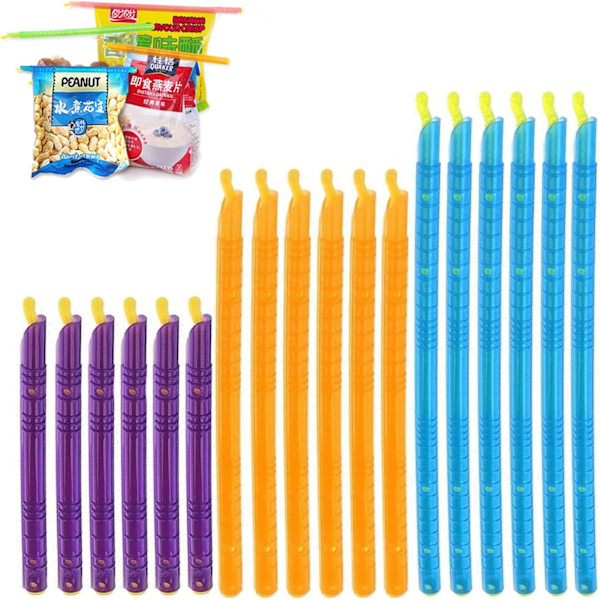 18 stk. plastmatklemmer for matforsegling, fuktsikre, for oppbevaring av mat,