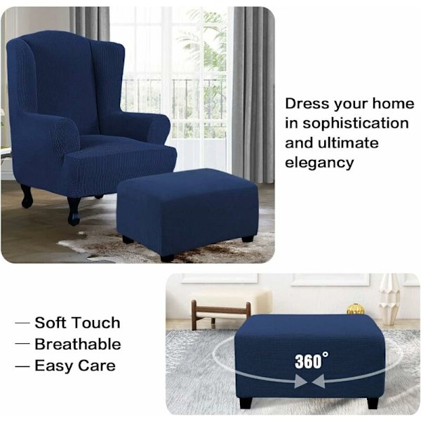 Plush Stretch Firkantet Beanbagtrekk, Myk Jacquard Fotstøttetrekk