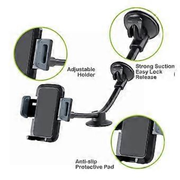 Universell Biltelefonhållare, Vindruta Lång Arm Mobiltelefonhållare Kompatibel med iPhone 8/X/7/6S/6 Plus/5S/5, Samsung Galaxy S6 S5, Nexus 5X/6P