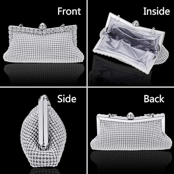 Aften Clutch Bag Bryllup Fest Håndveske Nattveske med Sh