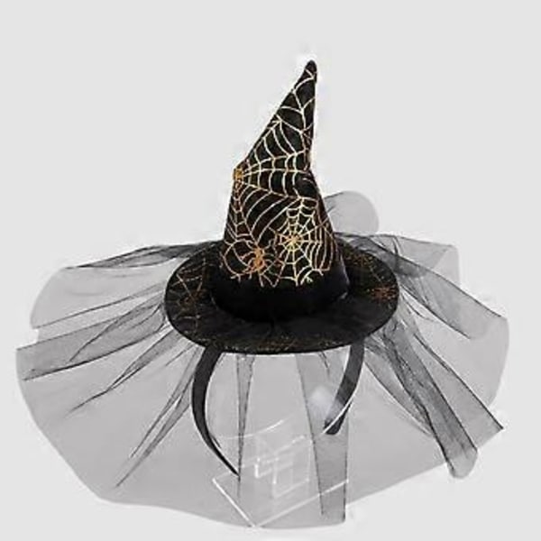 Hårband med häxhatt för Halloweenfest, spindelnät, trollkarlshattar, kostymtillbehör, hårband, maskerader, rekvisita, svart