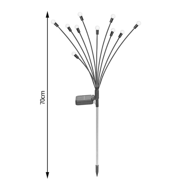 Solcellelamper utendørs, 2 stk 8 LED solcelle-ildfluer for hage, Ba