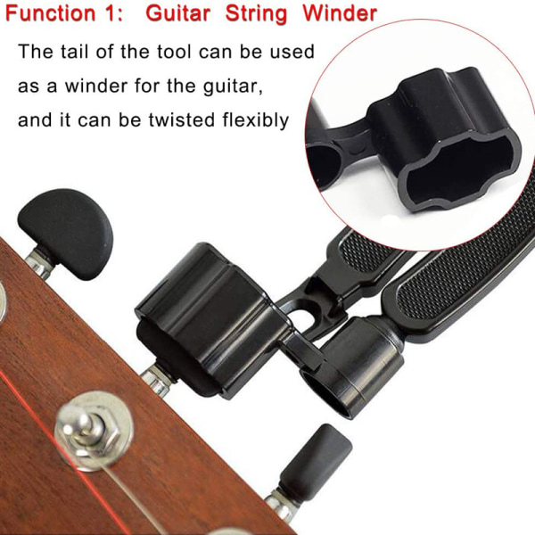 3-pack Pro-Winder gitarrsträngs-upplindare, gitarrsträngsklippare, gitarrstallpinne-dragare - ultimat ergonomisk allt-i-ett-gitarrverktyg för inspelare - svart