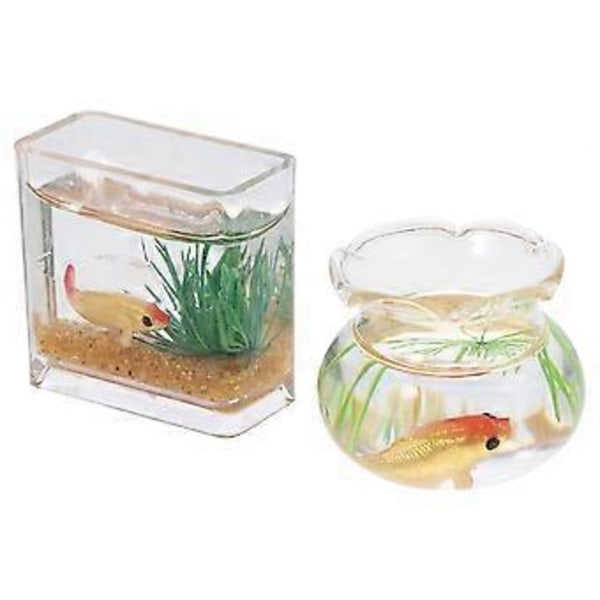 2 st Miniatyr Fisk Skål Akvarium Mini Hus Tillbehör Dockhus Dekoration
