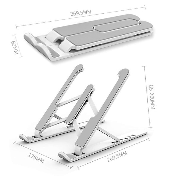 Laptop Stativ, Foldbar Desktop Laptop Stativ, Bærbar Justerbar Laptop Stativ, Gave til Ham, Hvid