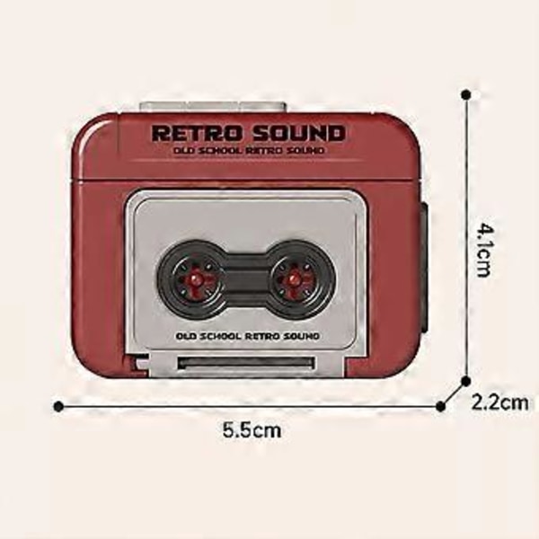 Mini Retro Kassettspiller Klassisk Morsom Rød og Blå Par Gave Nøkkelring Anheng red