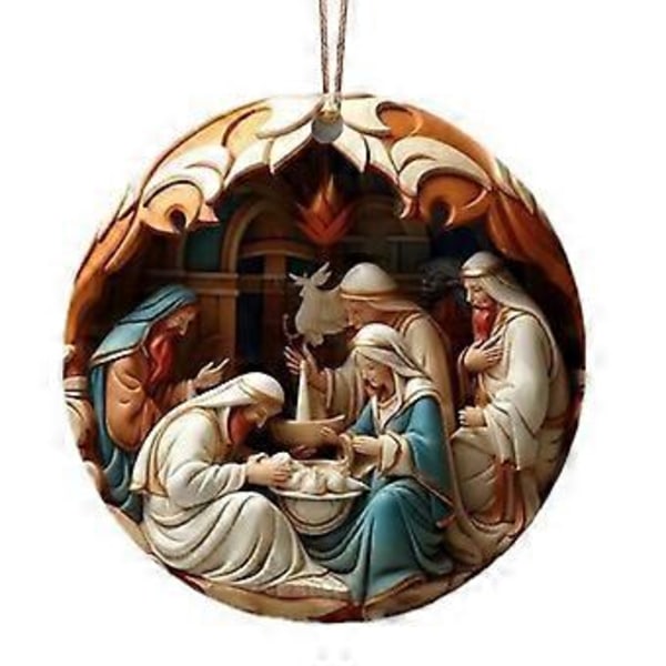 Handgjord Julkrubba Ornament i Akryl Detaljerad Julkrubba Hängande Ornament för att Lägga till Julstämning i Ditt Hem 9