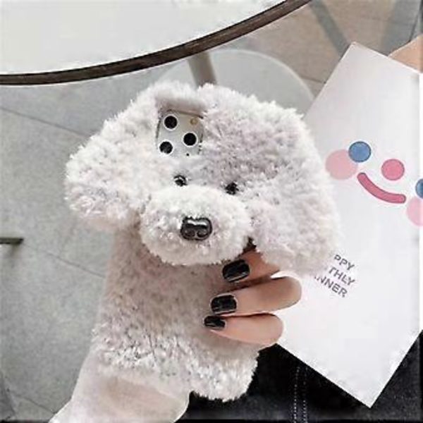 Kompatibel med iPhone 13 Pro Pälsfodral Sött Faux Päls Plysch Fluffigt Telefonfodral för Flickor Kvinnor Silikon Stötsäkert Stötfångare Mjukt Baksidesfodral för iPh