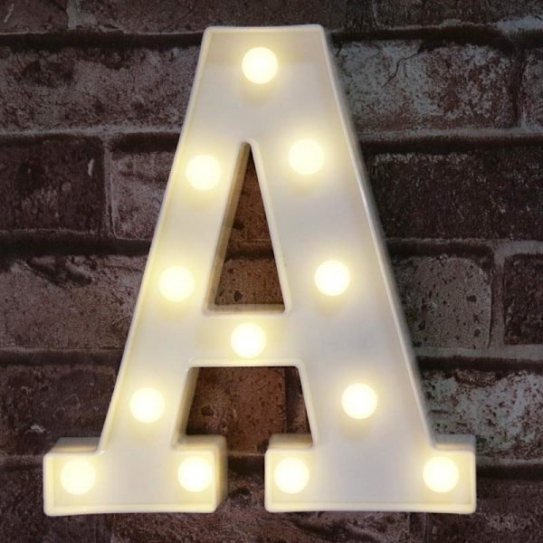 Ljus upp bokstäver alfabet ljus upp LED-lampa bokstavslampor bokstavsdekoration batteridriven för fest bröllop hem bar dekoration (A)