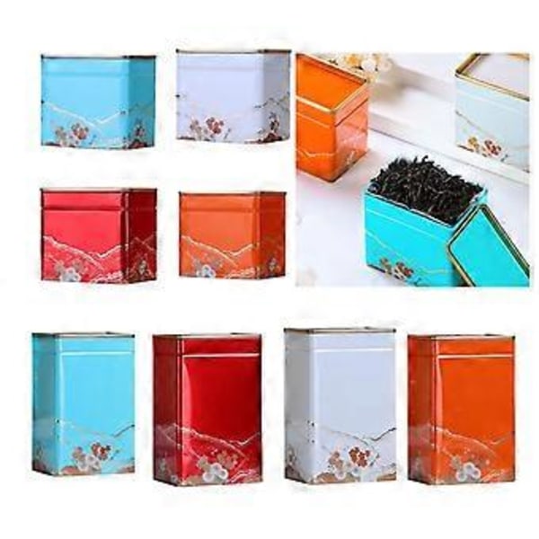 Elegant Te-förvaringsburk Hållbar Metallbehållare för Örtförvaring Löst Te Kaffe Förvaringsbehållare Metall Te-låda Burk liten Vit White small