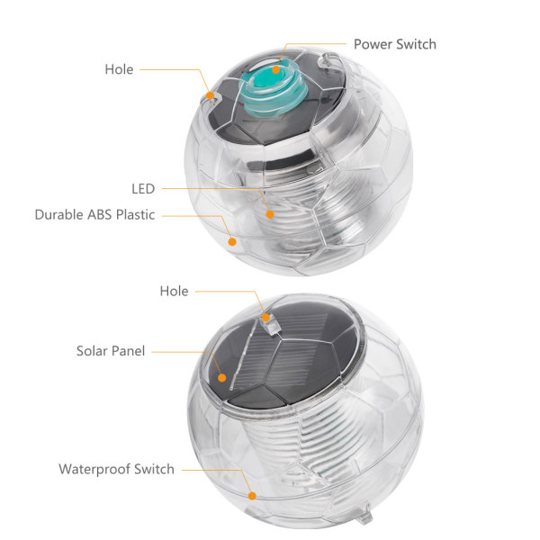 1 stk flytende solcelledamlys LED-belysning automatisk fargeendring