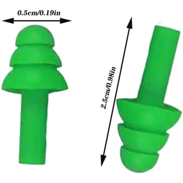 5 paria vihreitä Swimmer-korvatulppia, uudelleenkäytettävät silikoni-vedenpitävät Pl