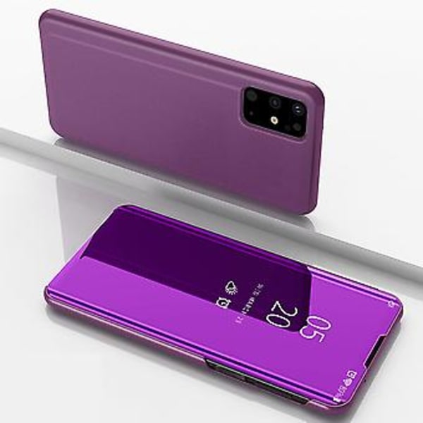 För Galaxy S20+ Pläterat Spegel Horisontellt Flip Läderfodral med Hållare För Galaxy S20+ Purple