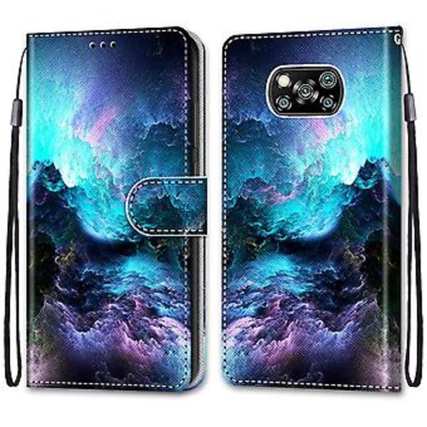 Lærveske til Xiaomi Poco X3 NFC Colorful Clouds