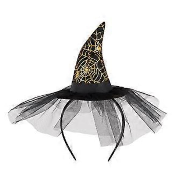 Hårband med häxhatt för Halloweenfest, spindelnät, trollkarlshattar, kostymtillbehör, hårband, maskerader, rekvisita, svart