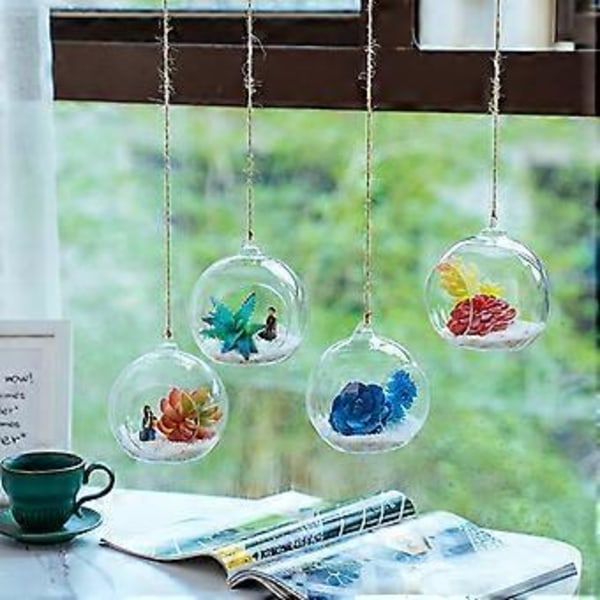 Hengende Glass Terrarium Globe Telysestake Sukulent Vase Henger for Hjem Bryllupsfest Innendørs Utendørs Dekorasjon 20CM 20CM