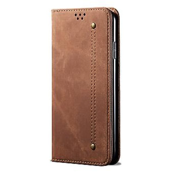Denimtekstur PU-telefoncover til Samsung Galaxy A13 5G/4G/A04/A04S Brown
