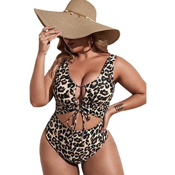 Bikini Leopard Print Sexy Plus Size Beach Badetøj, XXL