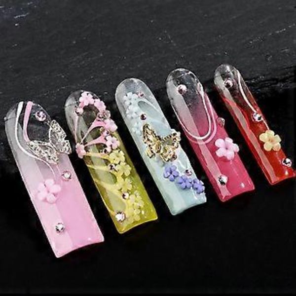 12 Fack 3D Harts Blomma Nageldelar Dekoration Blandade Stålpärlor Ädelstenar Berlocker Nageltillbehör Professionella Nageltillbehör