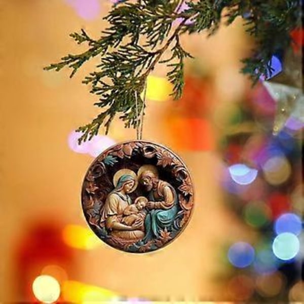 Handgjord Julkrubba Ornament i Akryl Detaljerad Julkrubba Hängande Ornament för att Lägga till Julstämning i Ditt Hem 9