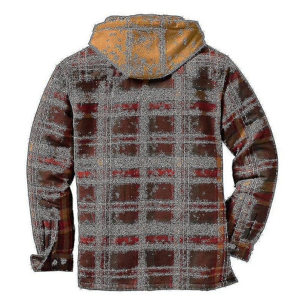 Quiltet tyk ternet langærmet løs jakke herre hættetrøje quiltet foret flannel.2XL.Rød