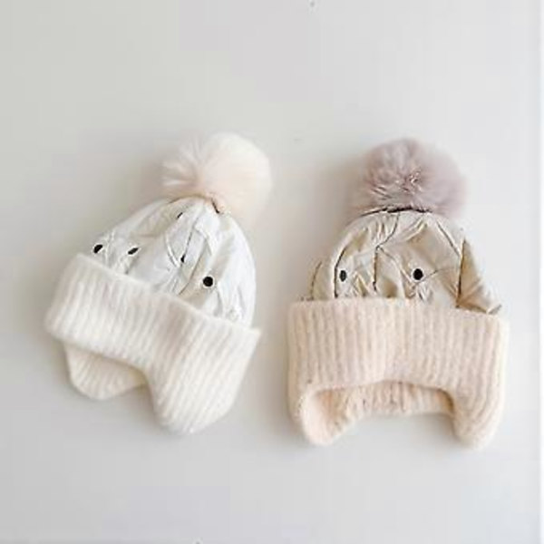 Tyylikkäät vauvan korvia suojaavat pipot liukumattomalla muotoilulla, unisex vauvan talvihattu korvasuojilla, pehmeät taaperon pipot, valkoinen White