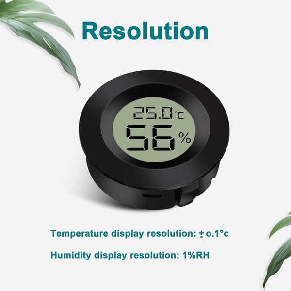 Sort Rund, 2 stk. Digital LCD Udendørs Termometer Hygrometer Hy