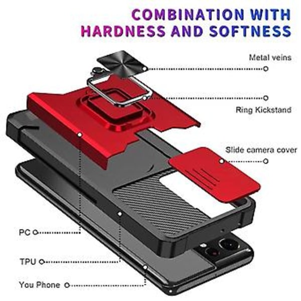PC + TPU Iskunkestävä Suojakotelo Samsung Galaxy S21 Ultra 5G:lle Red