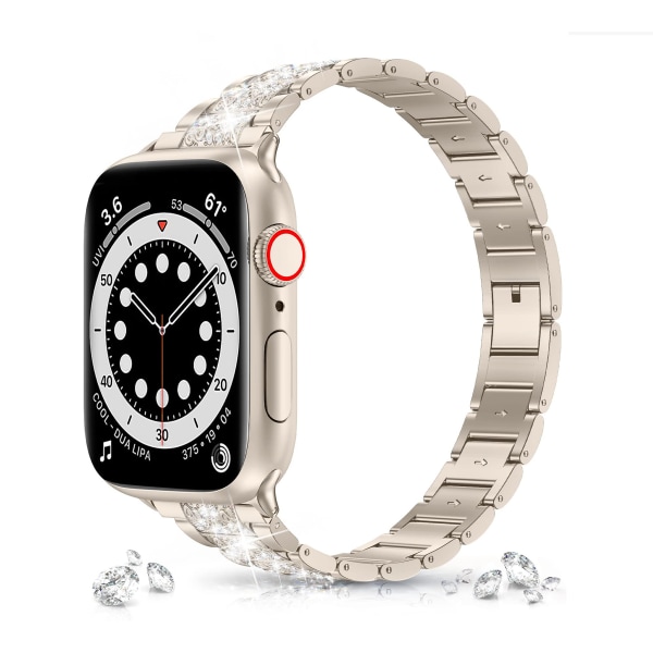 Starlight Apple Watch-rem 38mm 40mm 41mm Serie 8 7 6 5 4 3 2 1 SE Dame