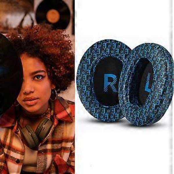 Slitstarka Öronkuddar för Crusher3.0, Bekväm Passform med Memory Foam för Långa Lyssningar med Klart Ljud black blue print
