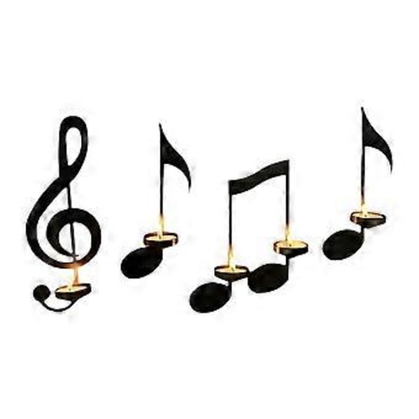 Väggljusstake Ljushållare Set om 4 Musiksymbol Ljusstakehållare Modern Heminredning för Inflyttningsfest Gård()