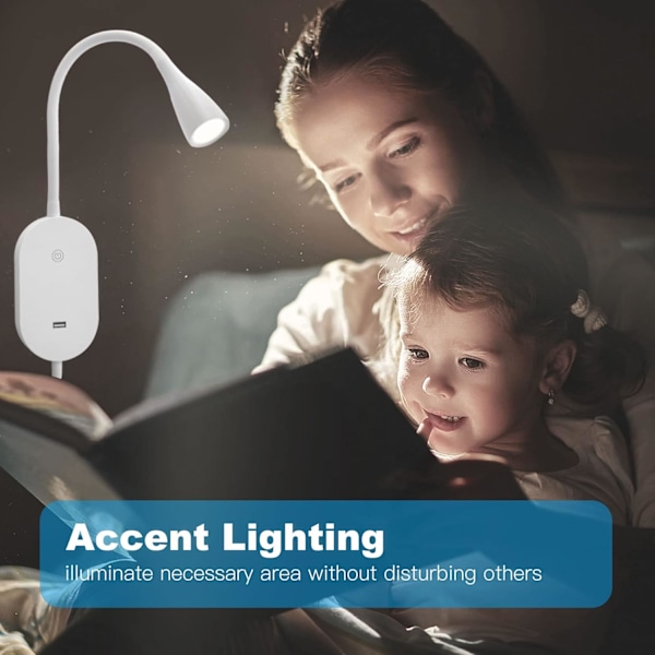 Touch-dæmpbar LED-vægmonteret sengelampe (sort), LED