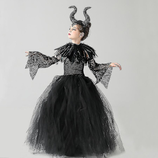 Maleficent Paha Pimeä Kuningatar Halloween Tyttöjen Puku Deluxe Musta Glam Mekot Lapset Pallomekko Robe Lapset Cosplay Vaatteet I.Maleficent 3.8-9T