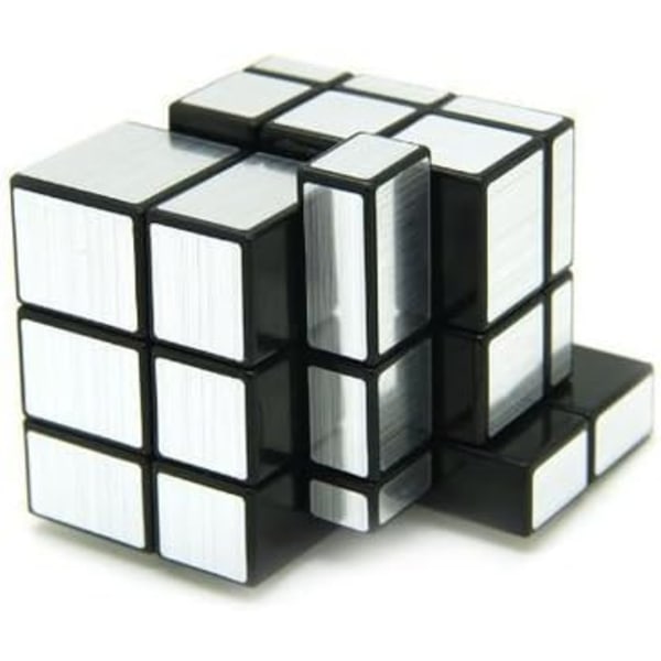 3x3x3 Speil Speed ??Terning Puslespill Svart Kropp + Sølv Klistremerke (Sil