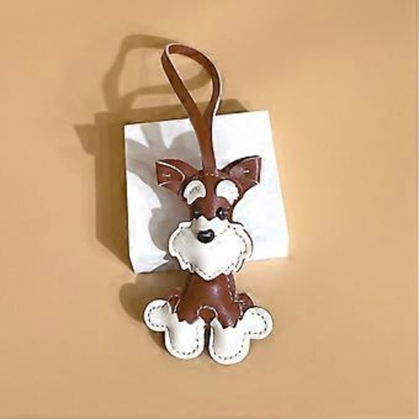 Moderigtig Robust Schnauzer Hund Nøglering Charm Vedhæng til Personliggørelse af Elegante Stilarter og Modeudsagn Brun brown