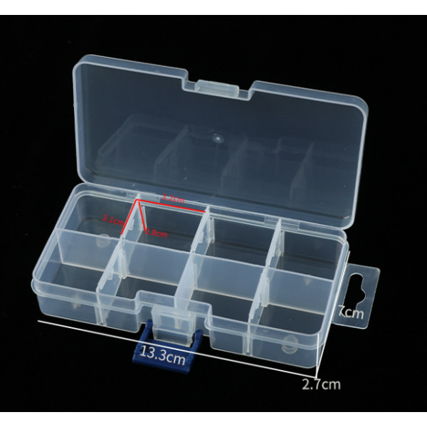 13,6*7*2,7cm Justerbar Plast Grid Smycken Organizer Box Förvaring