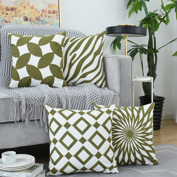 Set 4 kpl Vihreitä Moderneja tyynynpäällisiä 45x45cm Koristeellinen sohva P