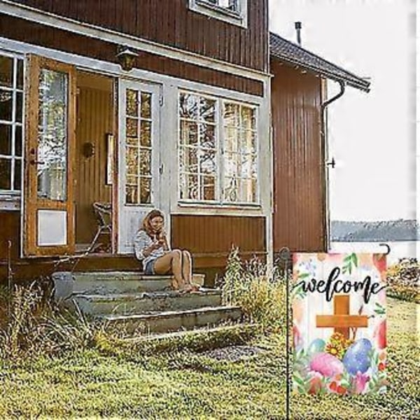 Pääsiäispuutarhakyltti 30x45 cm Kevätpuutarhan ulkokyltti Henkilökohtaiset pääsiäiskoristeet Kaksipuolinen pääsiäispihakoristelahja C